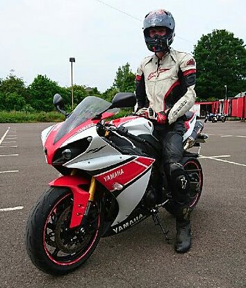 Red and white Yamaha R1