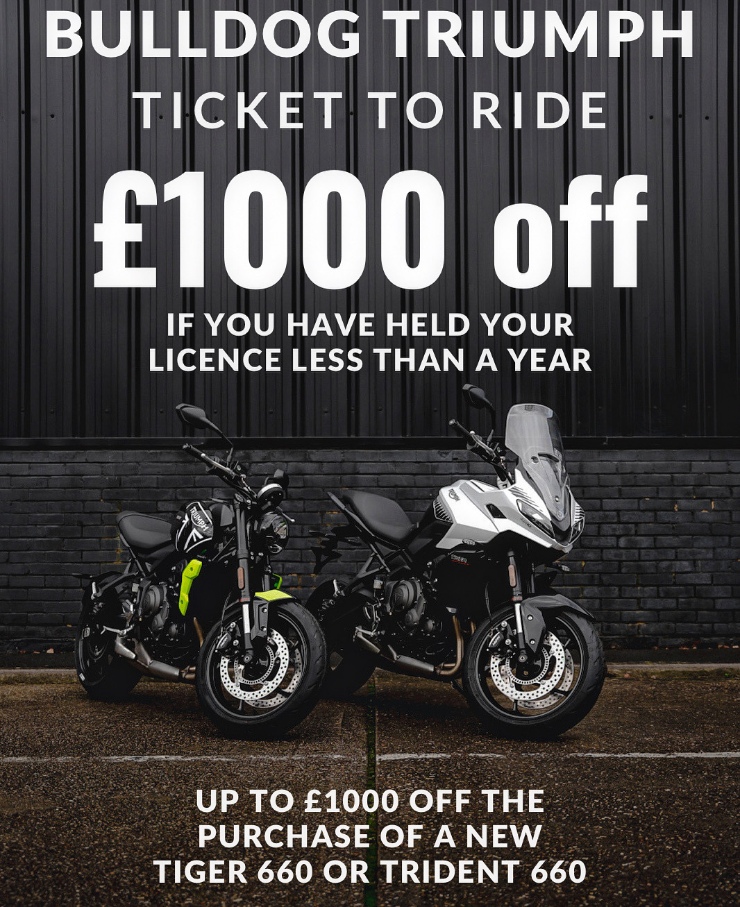 £1,000 off Triumph Trident 660 or Tiger 660
